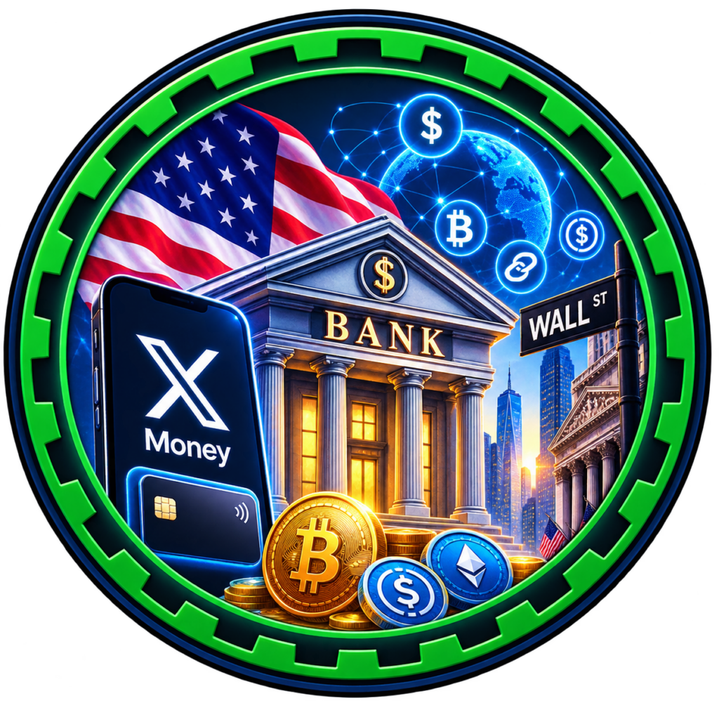 Illustration symbolizing the convergence of crypto banks and Wall Street in the new digital-asset banking era