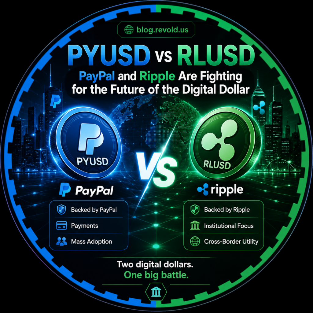 Ripple (XRP) illustration in the Revold Blog article "PYUSD vs RLUSD: PayPal and Ripple Are Fighting for the Future of the Digital Dollar"