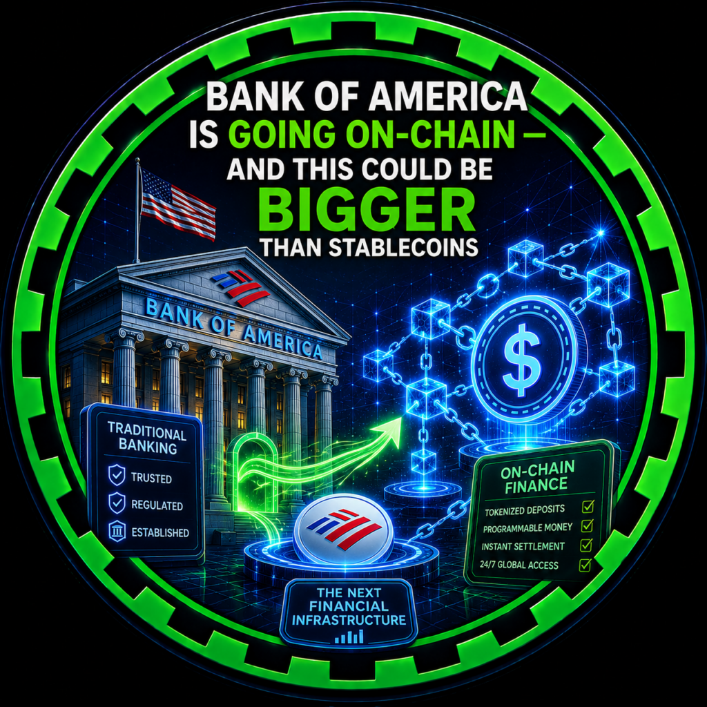 Illustration of Bank of America moving on-chain into blockchain-based financial infrastructure